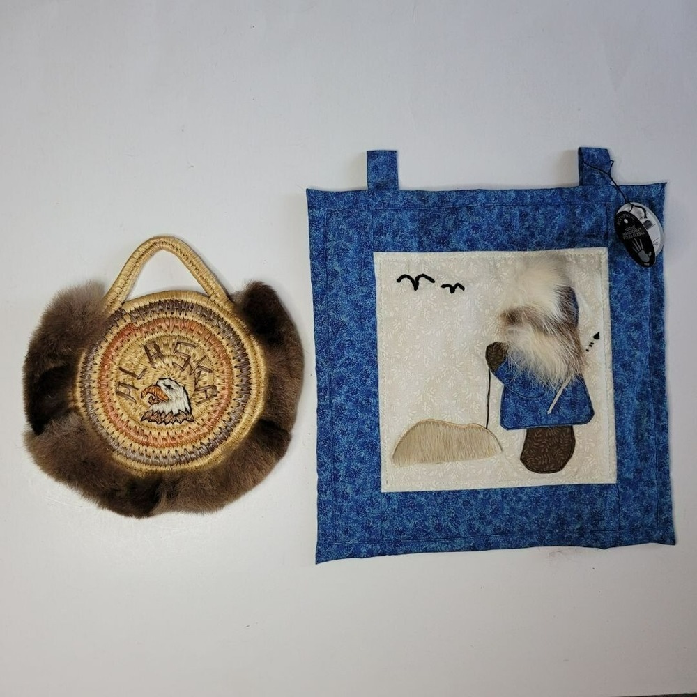 Alaska Native Handmade Fur Weave Quilted Wall Art Hanging Theresa Mike USA Made